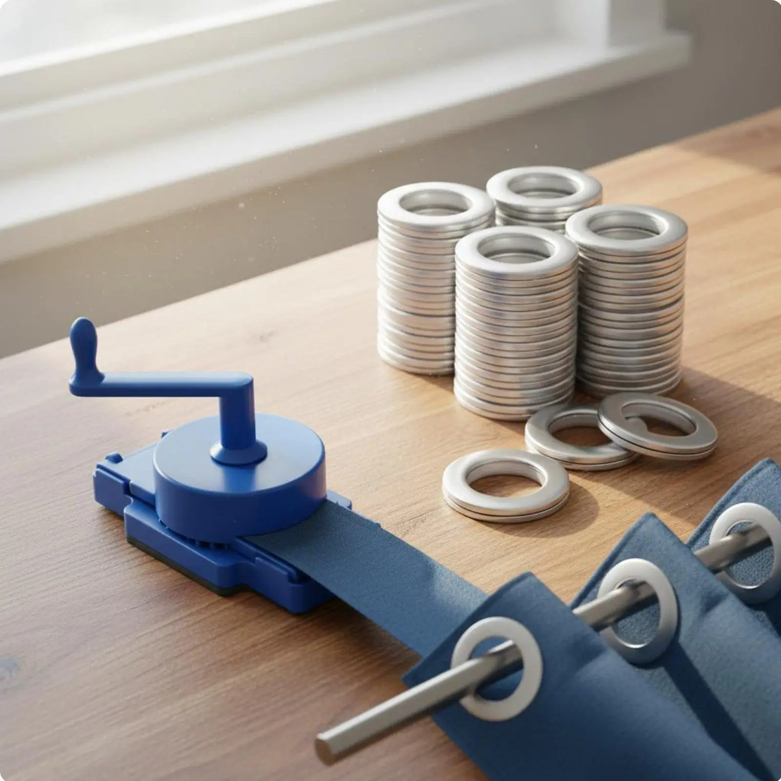 Curtain Ring Puncher Set Manual Rotary Cutter with Grommet Rings for DIY Curtains and Ready-made Curtain Projects