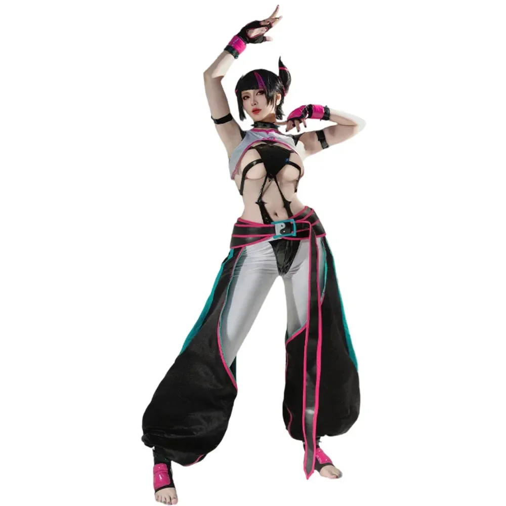 Han Juri Street Fighter Cosplay Costume para Mulheres, Halloween Uniformes, Jogo, Sexy