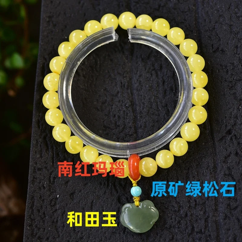 

Natural Russian Beeswax Single Circle Small Bracelet 7mm Fashion Versatile