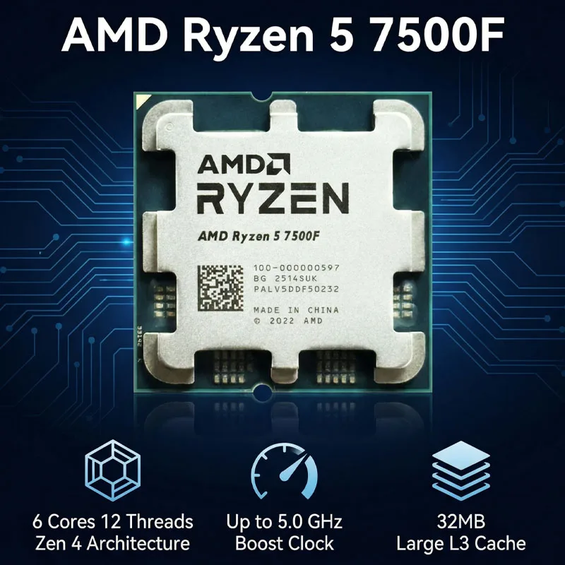 AMD ライ젠 5 7500F、R5 7500F 新しい 6C/12T 65W 5NM L3=32M 100