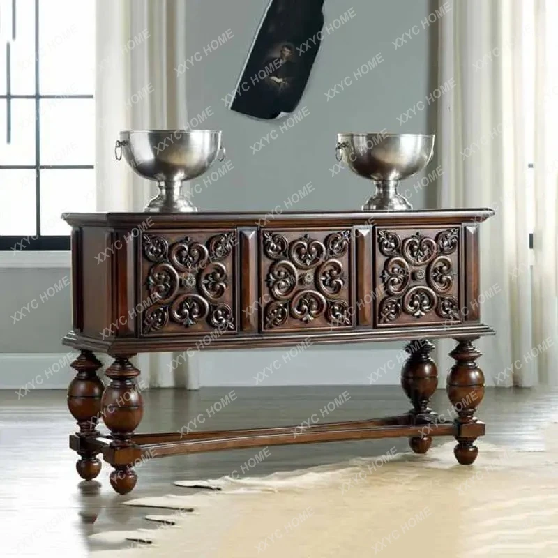 

Lrural solid wood entrance table simple modern entrance hall partition decoration light luxury against the wall