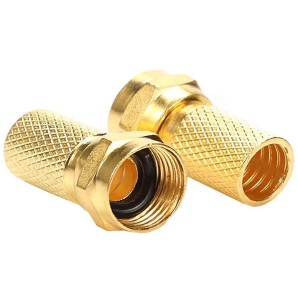 10PCS 75 Ohm F-Type Screw-On Connectors Gold-Plated for RG60 Coaxial Cable Satellite TV Antenna Adapters (Imperial 5mm Diameter)