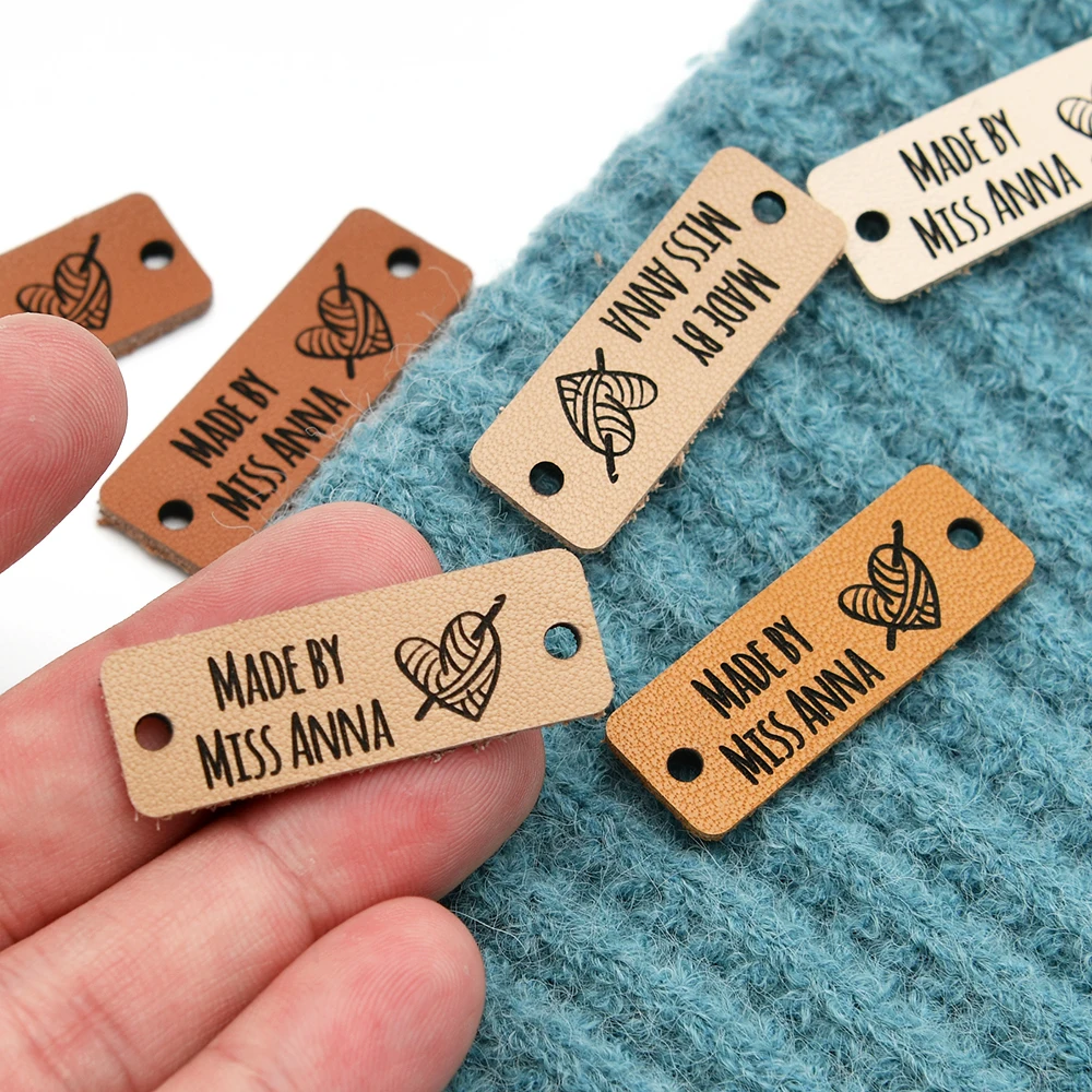 

Leather Tags For Handmade Items, Knitting Tag Personalized, Sewing Tags, Custom Knitting Tags, 0.5x1.5 Inches，D509