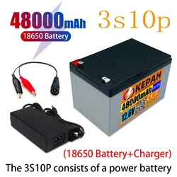 48ah 12,6v high power lithium battery + charger, suitable for 12V voltage equipment, inverter xenon lamp and solar street lamp