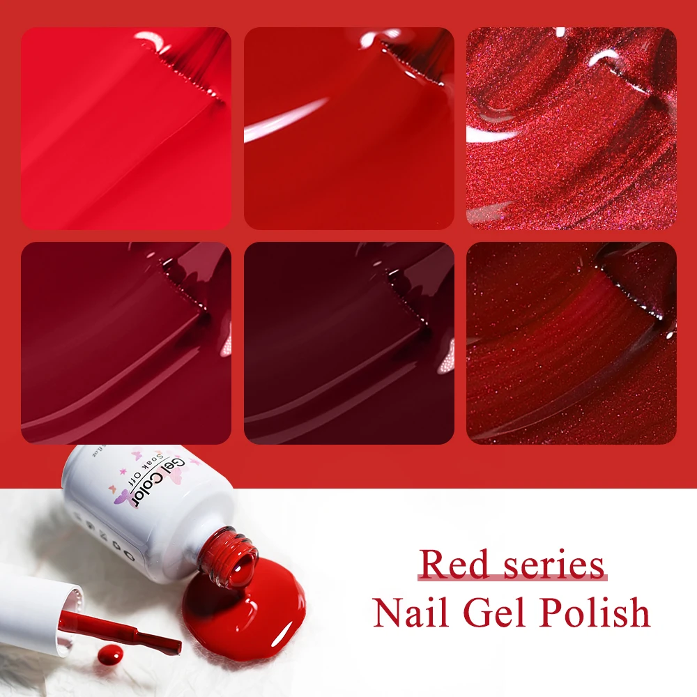 Clou Beaute Classic Red Gel Nail Polish Cherry Red High Saturation Semi Permanent Varnish Base Matte Top Coat Nail Art