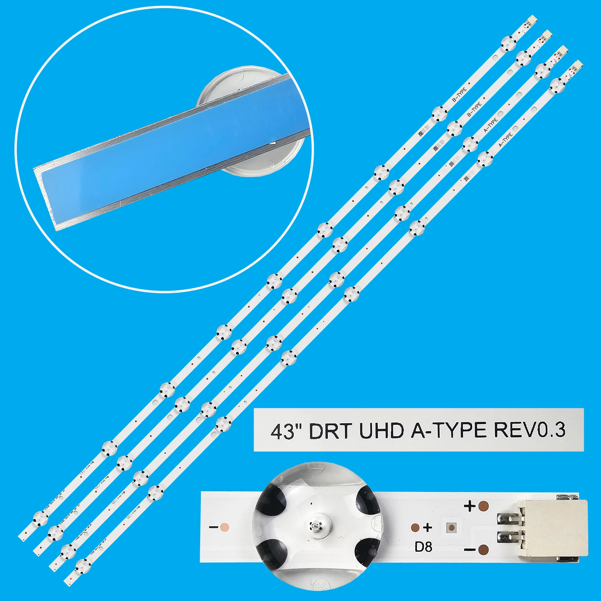 

LED Backlight strip for E43UHDHDRS2Q 43A06USB 43U6863DB LT-43C870 VESTEL 43 DRT UHD A-TYPE REV0.3 43 DRT UHD B-TYPE REV0.3