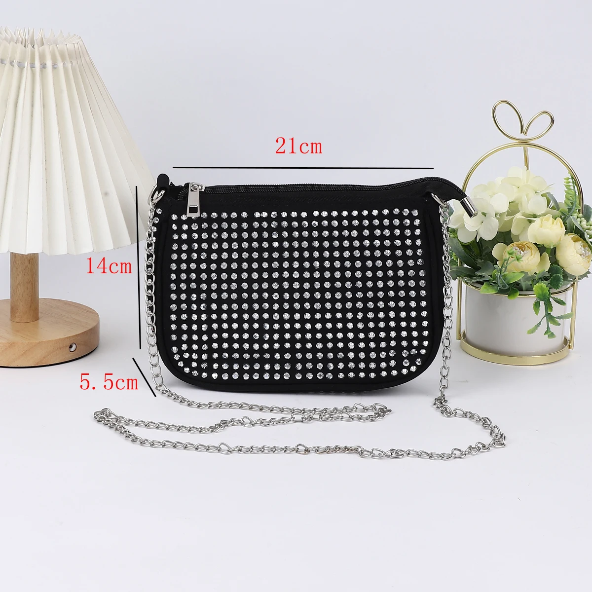 Bolso de mano con diamantes para mujer, bolsa de hombro grande de alta calidad, monederos lindos, bolso cruzado de diseñador, Satchel con diamantes completos, nuevo