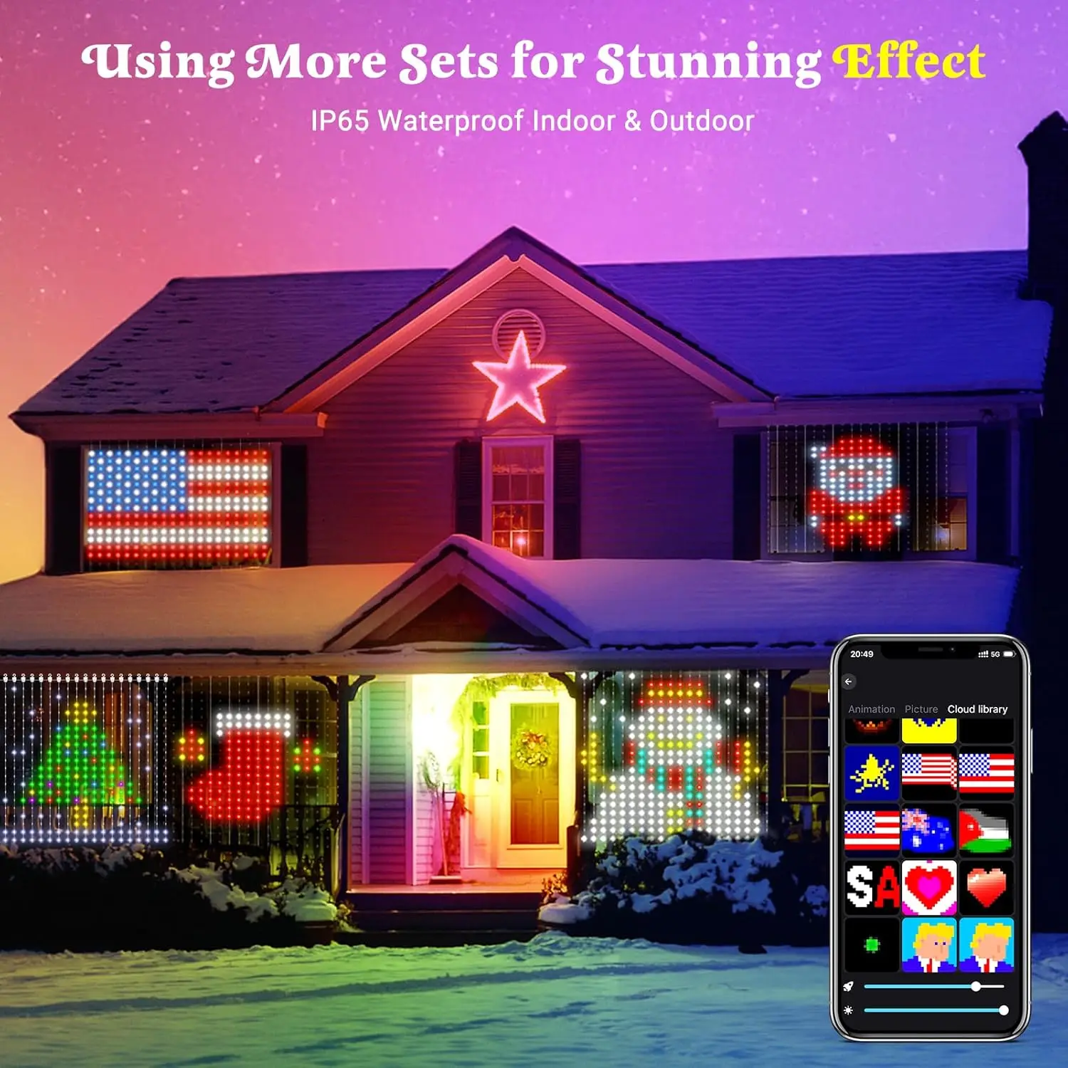

Smart Curtain Lights 6.6x6.6FT Color Changing with APP Remote Dynamic DIY Fairy String for Bedroom Living Room Backdrop Decor