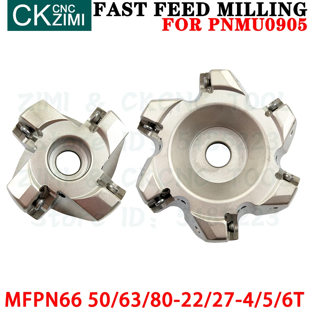 MFPN66 50-22-4T 63-22-5T 80-27-6T Right angle milling cutter fast feed face milling cutter Indexable tools for PNMU0905 inserts