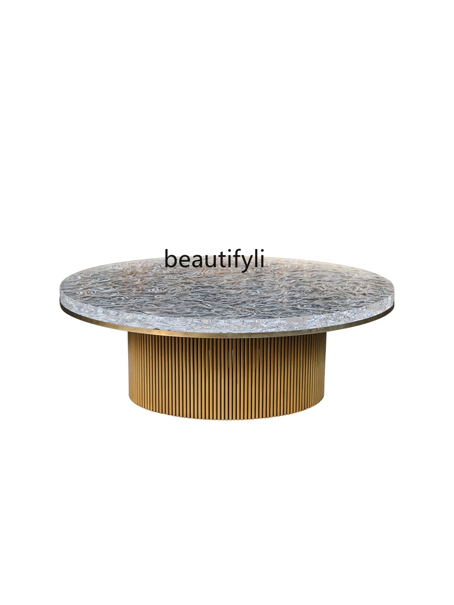 Modern Tea Table Living Room Home Tea Table round Transparent Resin Acrylic Water Ripple Tea Table