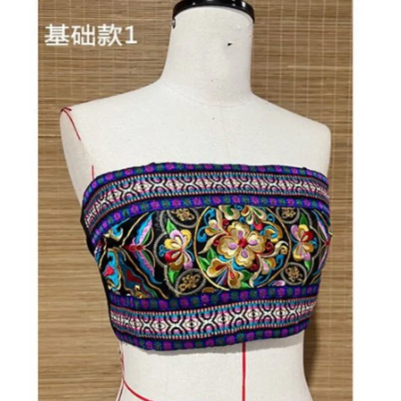 Miao Dance Performance Ethnic Minority Embroidered Clothing Tube Top Silver Strapless Vest Female Crop Top