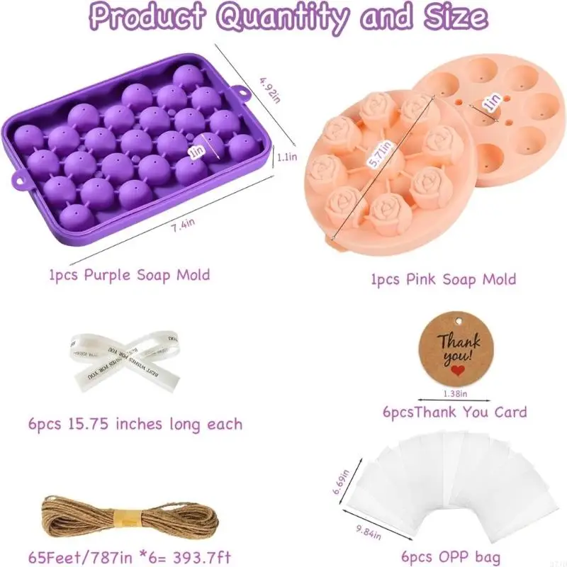 26Pcs Soap Crafting Set Includes Silicone Molds Gift Bag For Handmade Soap 37JD view 6
