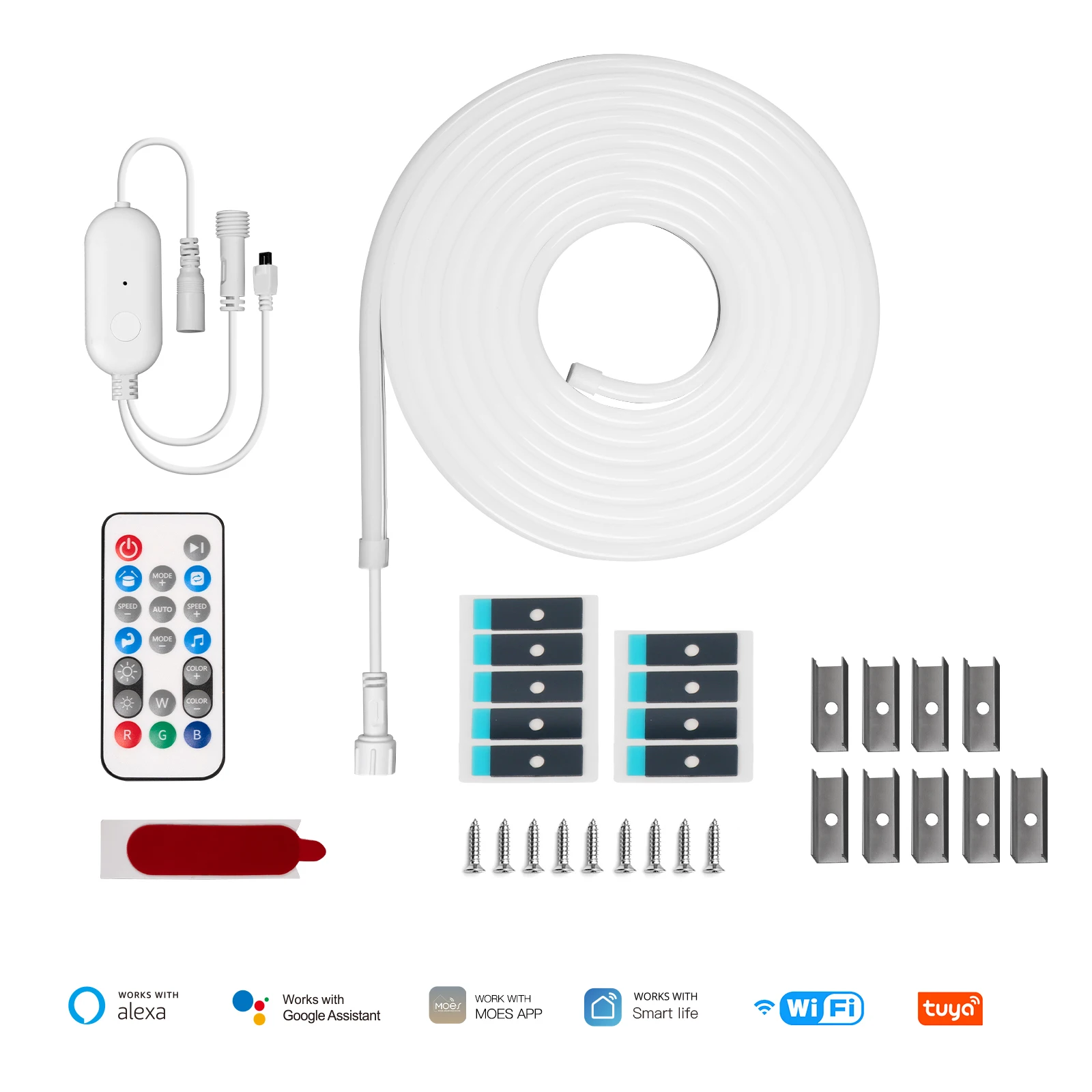 와이파이 그래피티 스마트 홈 네온 라이트 LED 스트립 앱 타이머 색상 조정 1600만 RGB 컬러 로프 라이트