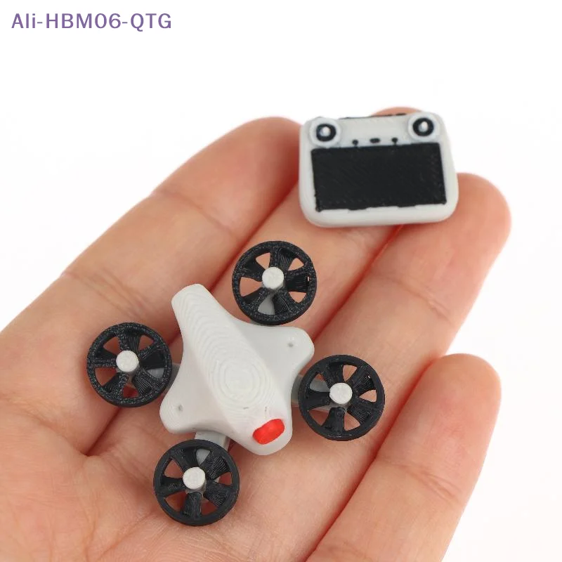 [New] Miniature Simulation Drone Model With Remote Controller 1:12 Scale Dollhouse Scene Decoration Miniature Photography Props