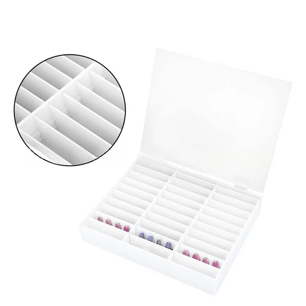 1 Piece Dustproof Nail Display Box Stand For 30 Swatches Storage Rack Salon Tool White Black Home Decor Frame