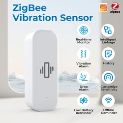 Tuya ZigBee Smart Vibration Sensor Door Window Break Anti-theft Detection Alarm Smart Home Security Protection System