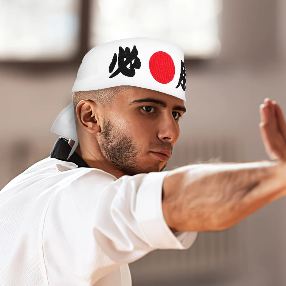 

2Pcs Japanese Martial Headband Durable Adjustable Samurai Headbands for Karate Sports Training Running Fitness Gear