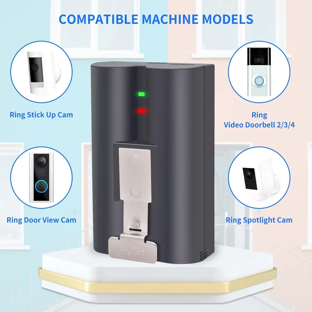 6040mAh Quick Release Battery Pack/ Quick Charger Station For Ring Video Doorbell 2/3/4/3 Plus,Spotlight Cam,Solar Floodlight