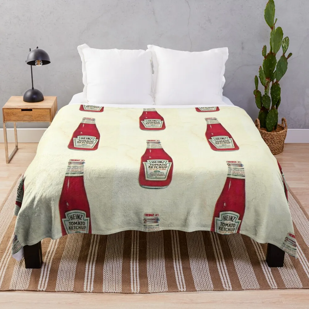 Halftone image of ketchup (catsup) Tomato Ketchup bottle Throw Blanket Luxury St Hairy Moving Blankets