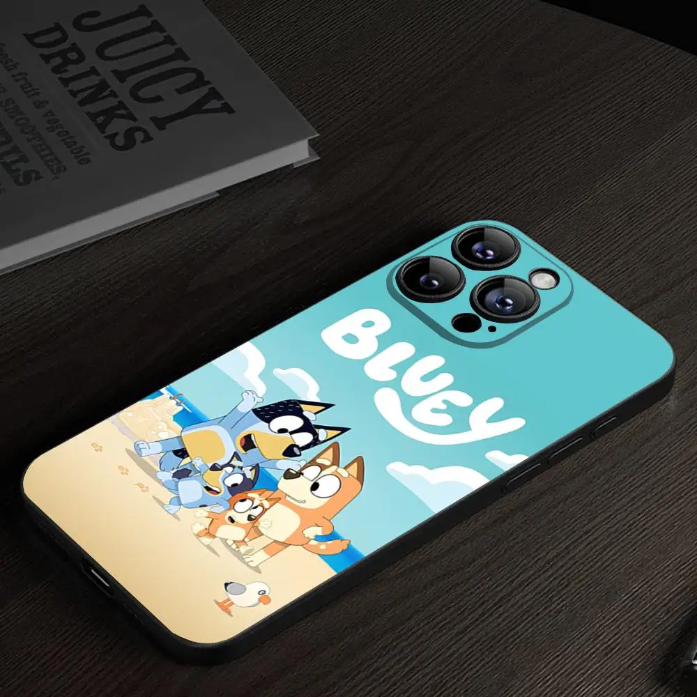 MINISO-B-Bluey Bandit-Chilli Phone Case For IPhone 15 16 13 Pro Max 14 12 11 Xr X 8 7 6 Plus Luxury Back Cover