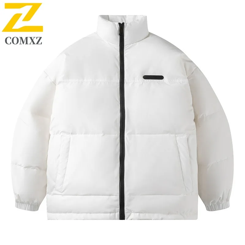 COMXZ Luxury Mens Down Jacket Stand Collar Snow Skiing Windproof Parker Coat Trendy White Duck Down Premium Winter Outerwear