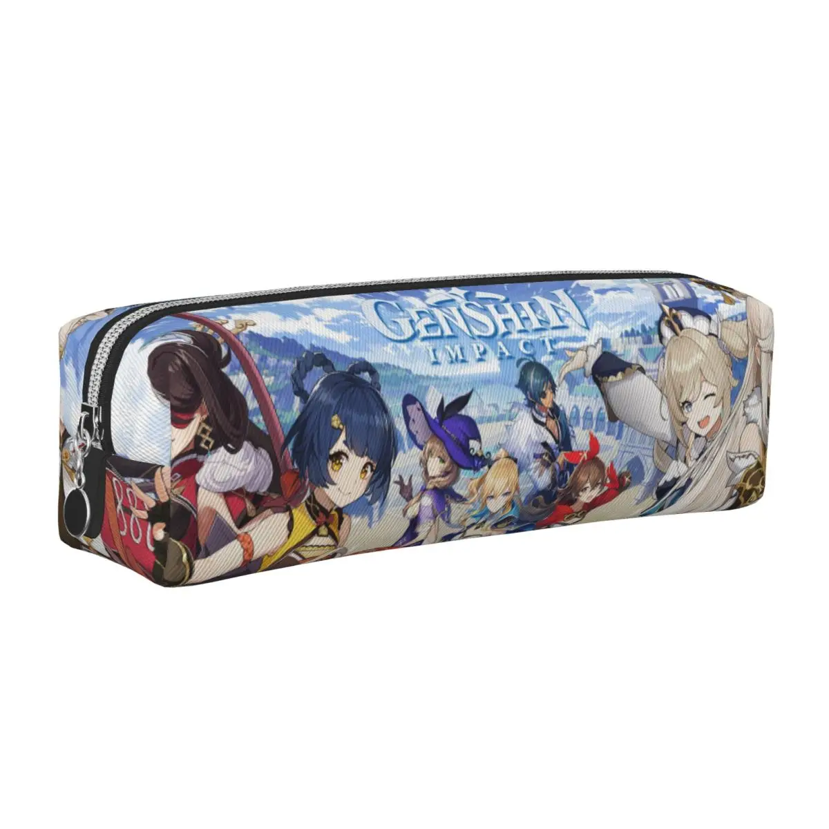 Upetstory Genshin Impact 연필 케이스 애니메이션 연필 케이스 소녀 소년 연필 가방 학생 학교 지퍼 편지지 용 펜 홀더