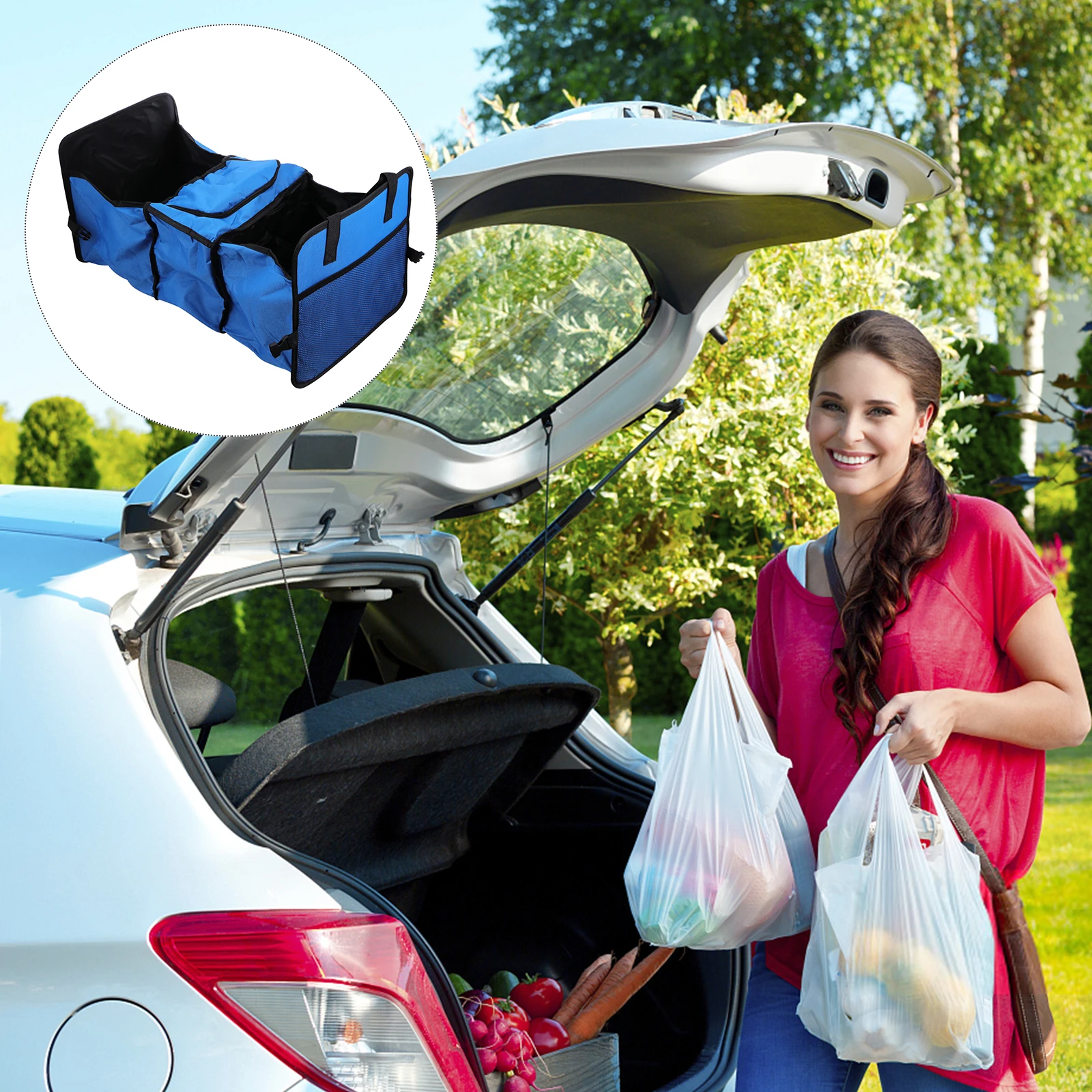 

Folding Insulated Storage Box Oxford Cloth Waterproof Car Trunk Organizer Multi Compartment Portable Container Travel Garage