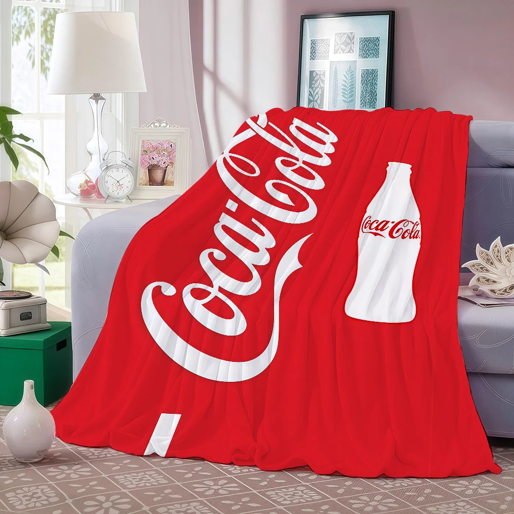 Fashion Print C-Coca C-Cola Blanket Warm And Soft Suitable For Bedroom Living Room Sofa Bed Office Travel Camping