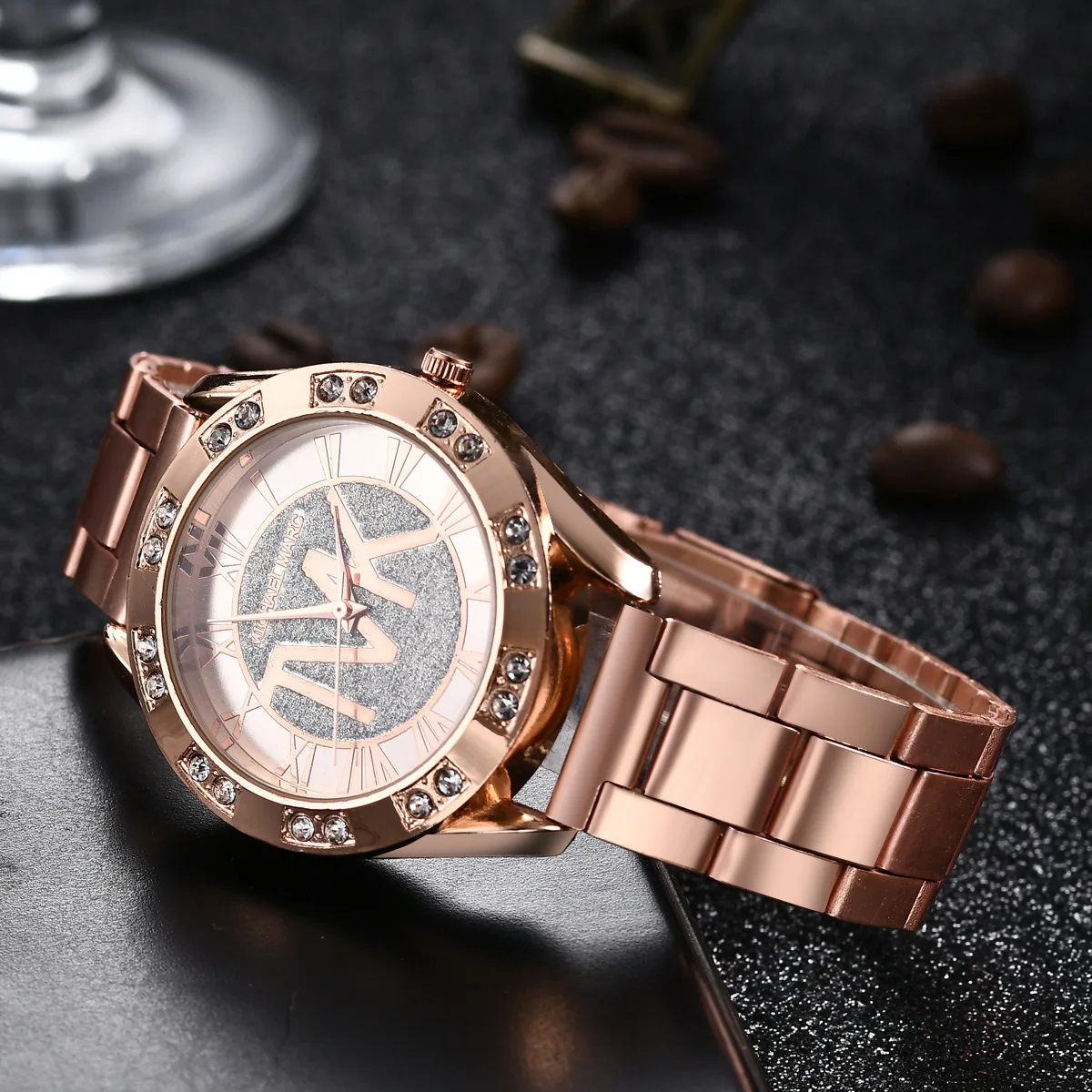 2023 Women Crystal Diamond Watches Luxury Brand Gold WristWatch Stainless Steel Women\'s Watch Clock Leisure Reloj Mujer TVK