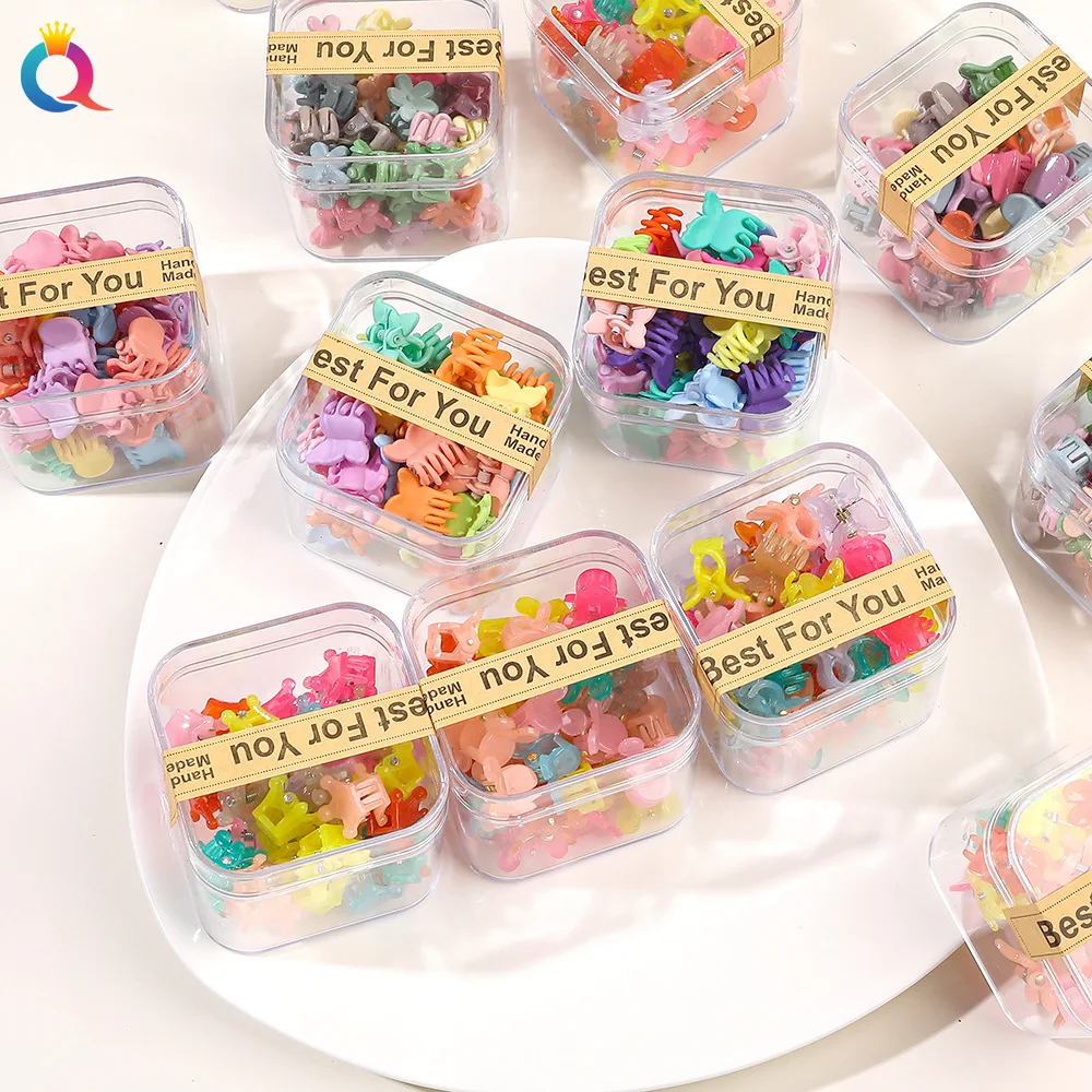

Mini Hair Claw Clips Candy Color Box Set Non Slip for Braiding Side Bangs Baby Hair Grips Wholesale