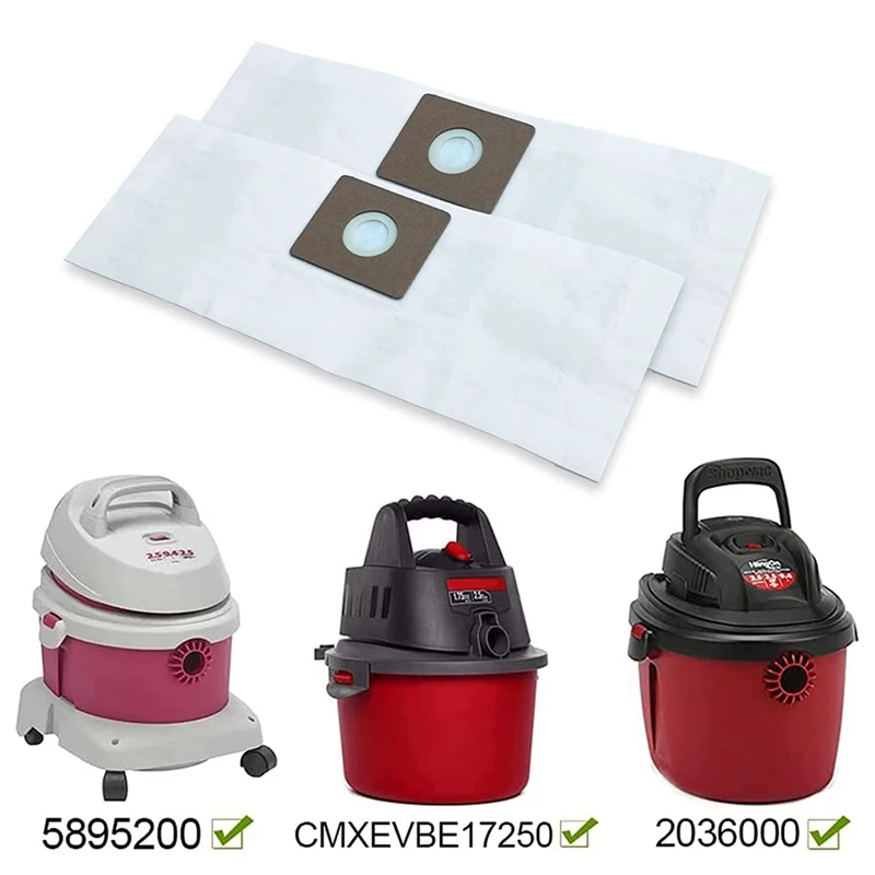 Paquete de 12 bolsas de vacío para Shop Vac 9066800, 2-2,5 galones, tipo B y QAM70, bolsas de papel de filtro desechables Premium