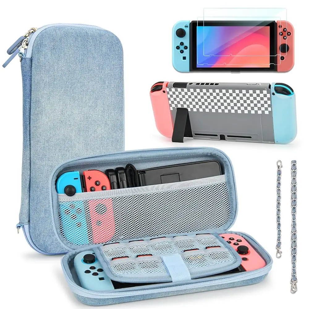 Switch Case Kit for Switch 2017 Multifunctional Switch Travel Case Y2K Style with Screen Protector, Cover and Strap