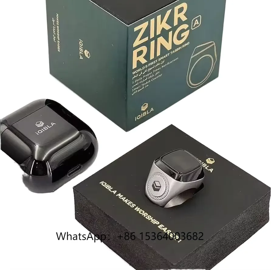 

TJXL-Halal Certified E01 Smart Zikr Ring Tasbih Counter Prayer Reminder Qibla Direction & Alarm Clock for Muslim Worship Trackin