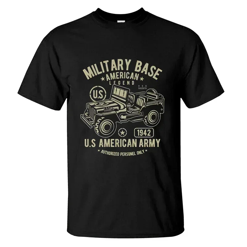 

2025 Men T Shirt Casual American Army Jeeps T-shirt Graphic Summer Short Sleeves 100% Cotton S-3XL Cool Tee