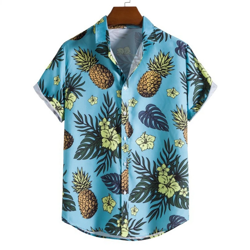 Fashion Tropical Fruits 3d Print Shirt For Men Summer Street Short Sleeve Hawaiian Shirts Tops Lapel Button Loose Male Blouse