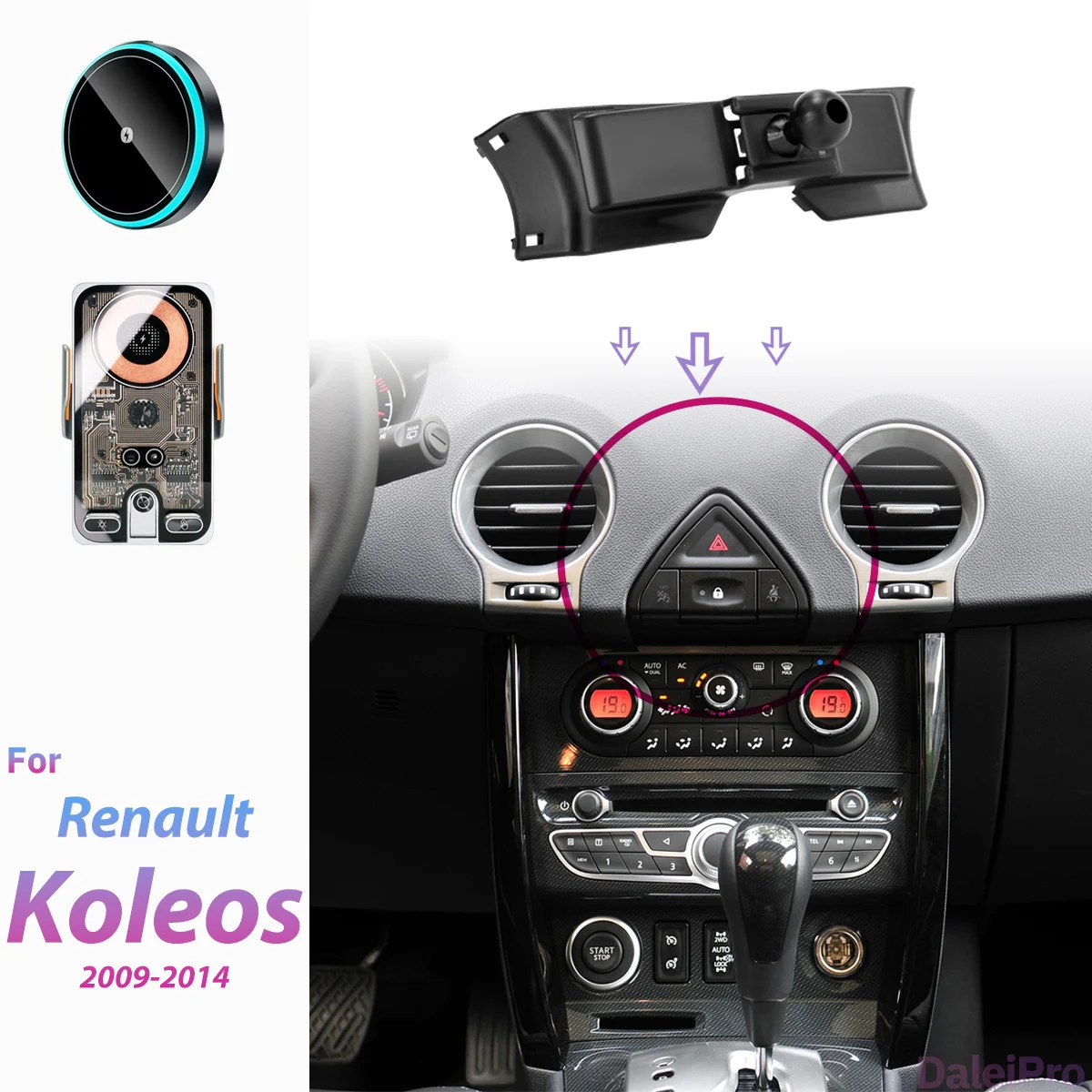 Suporte para Telefone de Carro para Renault Koleos 2009 2010 2011-2014, Suporte Carregador Sem Fio com Base Magnética Forte