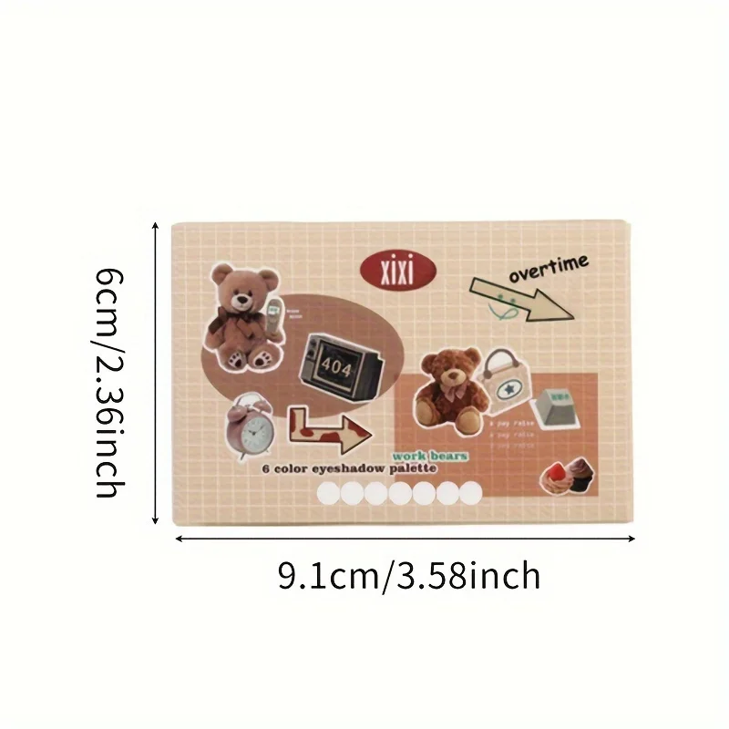 XIXI 6-Color Eyeshadow Palette Glitter & Matte Finishes for Y2K Inspired Smoky Eye Makeup Looks