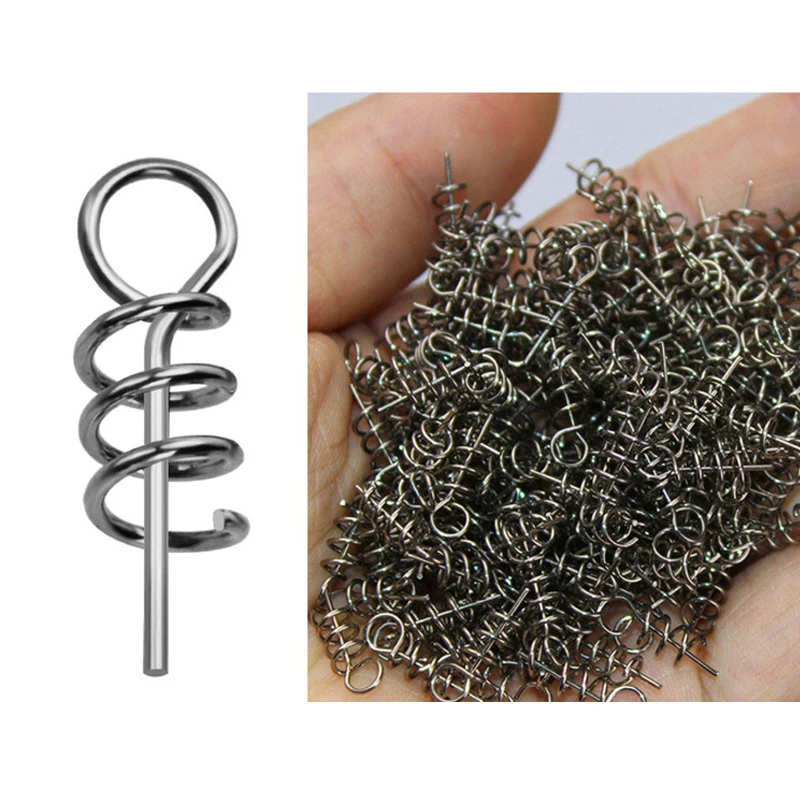 100/50pcs Soft köder Köder Spring Twist Lock Angel wirbel schnappt Edelstahl Schnell kupplungen Angel köder Zubehör