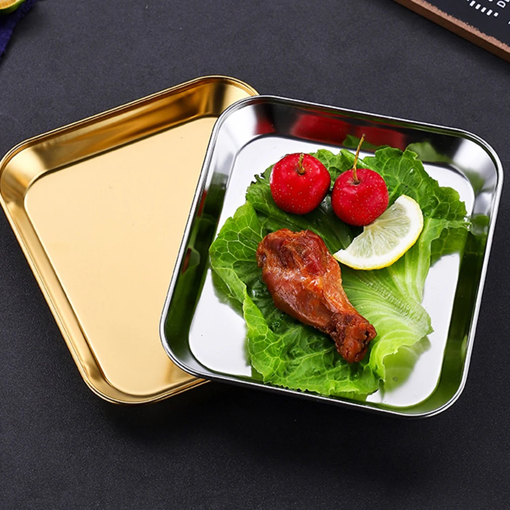 

Stainless Steel Plate Food Storage Tray Fruit Barbecue Plate Anti Rust Easy Clean Suitable Home Restaurant