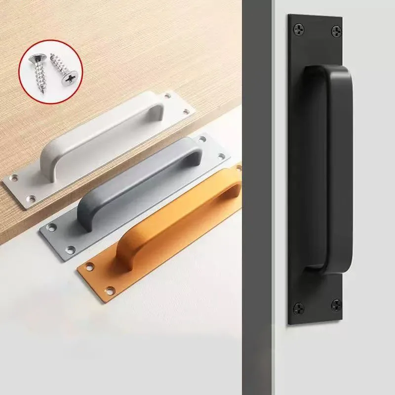 200mm Door Handles Aluminium Alloy Kitchen Door Pulls Balcony Bedroom Silver Black Furniture Handle Door Hardware
