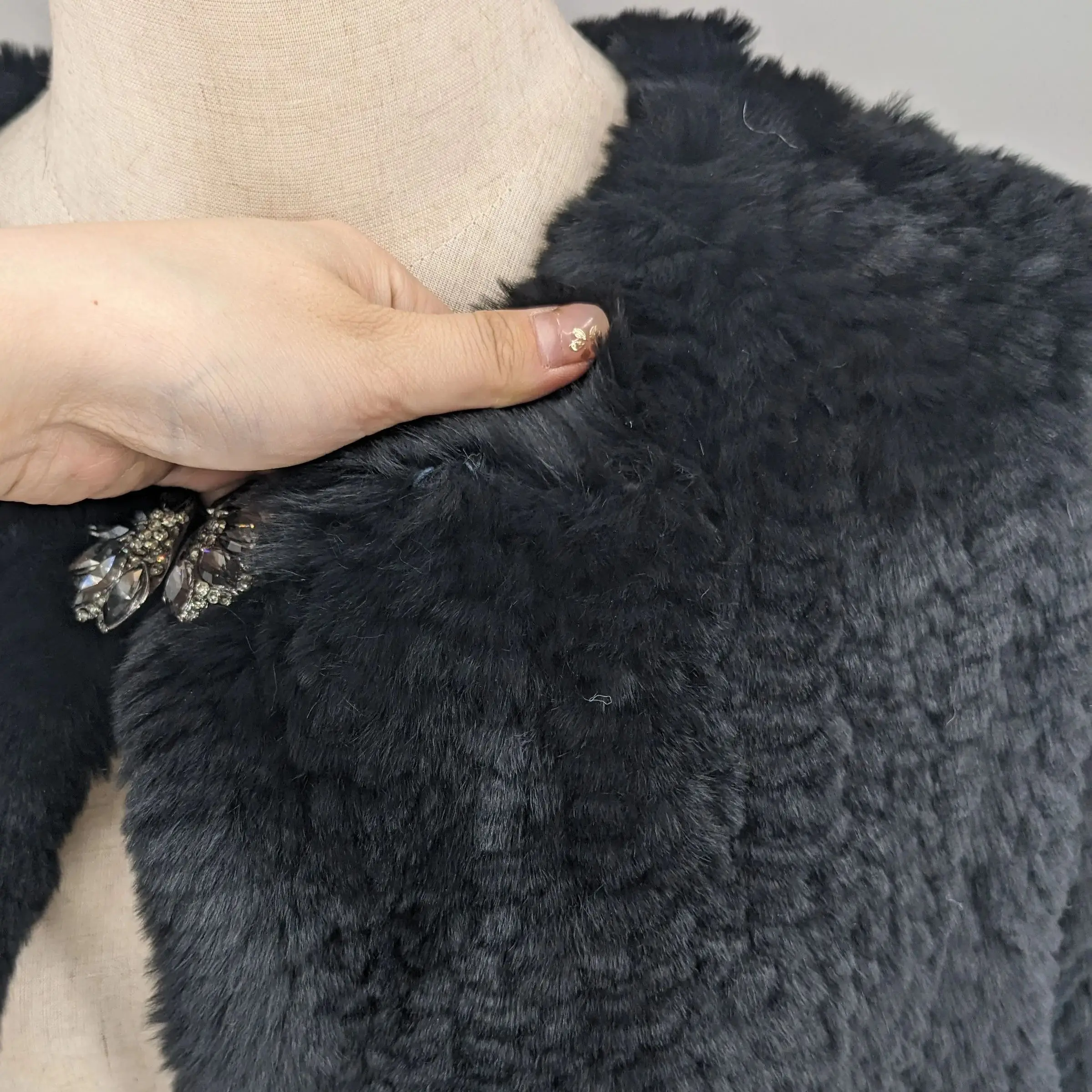 real knit Rex rabbit fur cape for evening adress