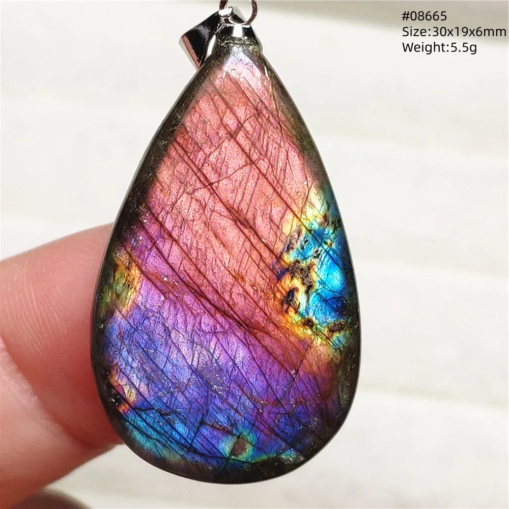 Natural Purple Labradorite Pendant Jewelry Water Drop Oval Flash Blue Light Labradorite 79x61x10mm Necklace Women Men AAAAAA