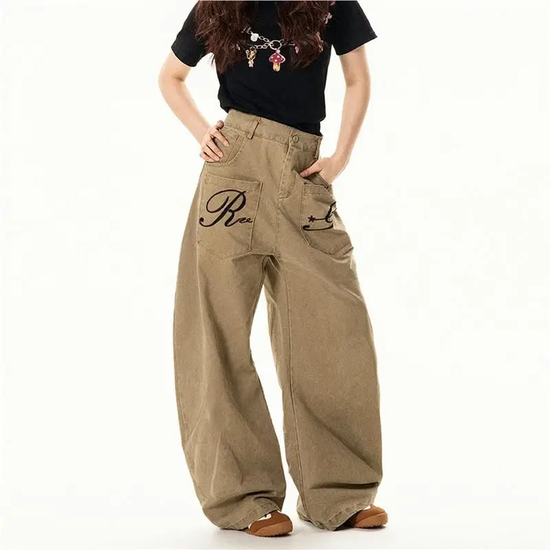 

Women's Straight Leg Jeans Multi-ket Workwear Denim Floor-Length Pants Autumn Season Slimming Versatile Cotton Blend