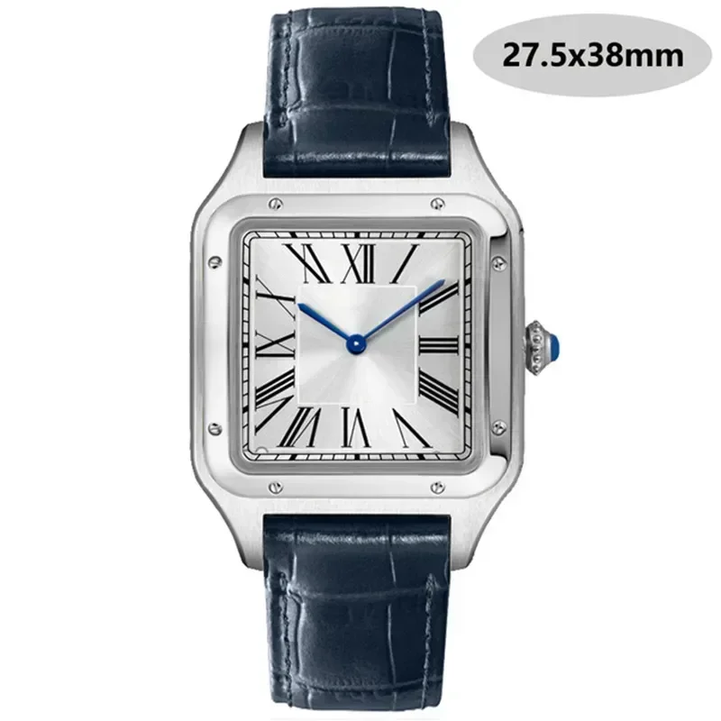 Luxury High Quality Lovers Quartz Watch Mens Women Fashion Square Leather Men Gold White Sapphire Wristwatch