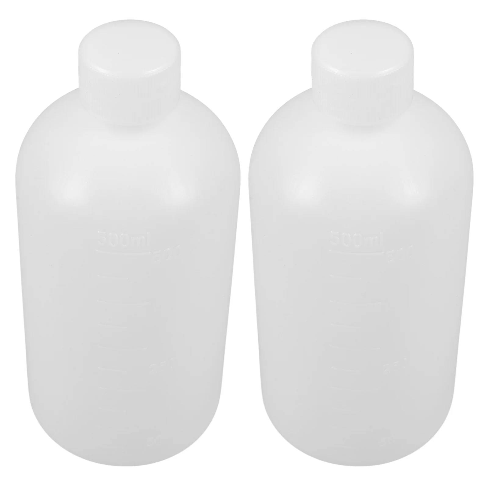 2 Pcs Reagent Bottle Plastic Sample Sealing Medicine 500ml Pill Container Narrow Mouth High Grade Hdpe Polyethylene