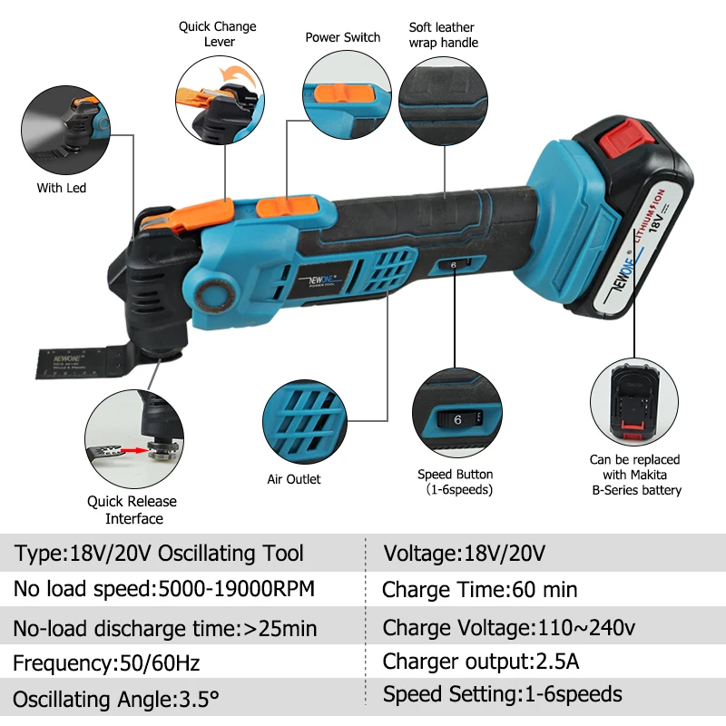 20V Multi-tool 18V Multifunctional tools Oscillating Power Tools For makita 18v battery Trimmer Renovator multifunctional