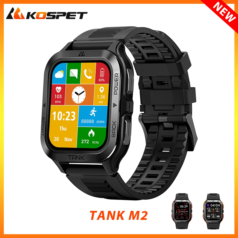 2024 New KOSPET TANK M2 Smartwatches Men Bluetooth Call Fitness Waterproof Watches Digital Electronic Smart Watch Women