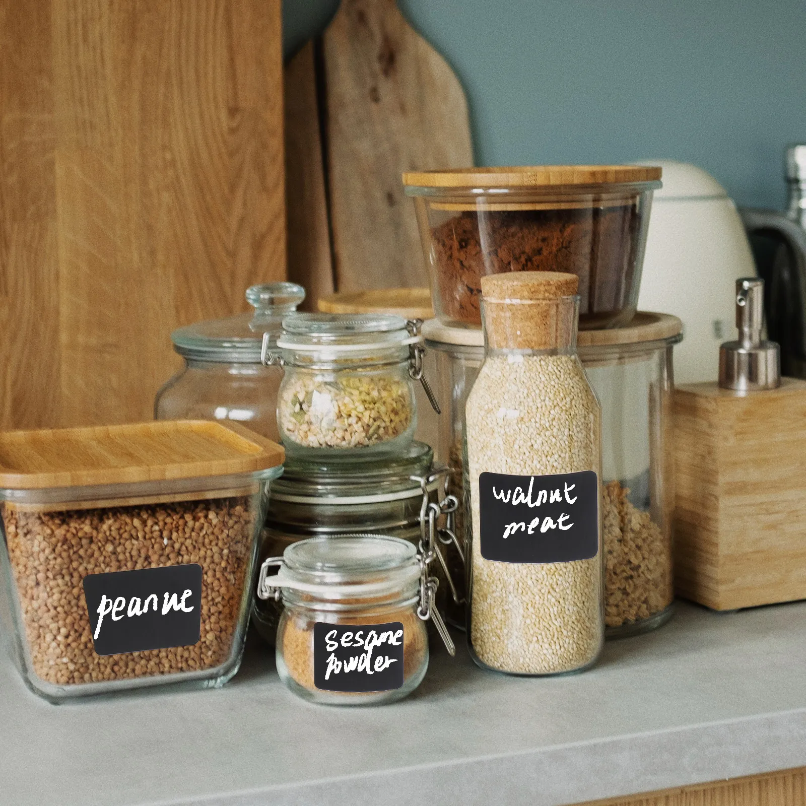 

Набор самоклеящихся этикеток в стиле меловой доски для хранения продуктов, банок, контейнеров, для использования на кухне и в офисе