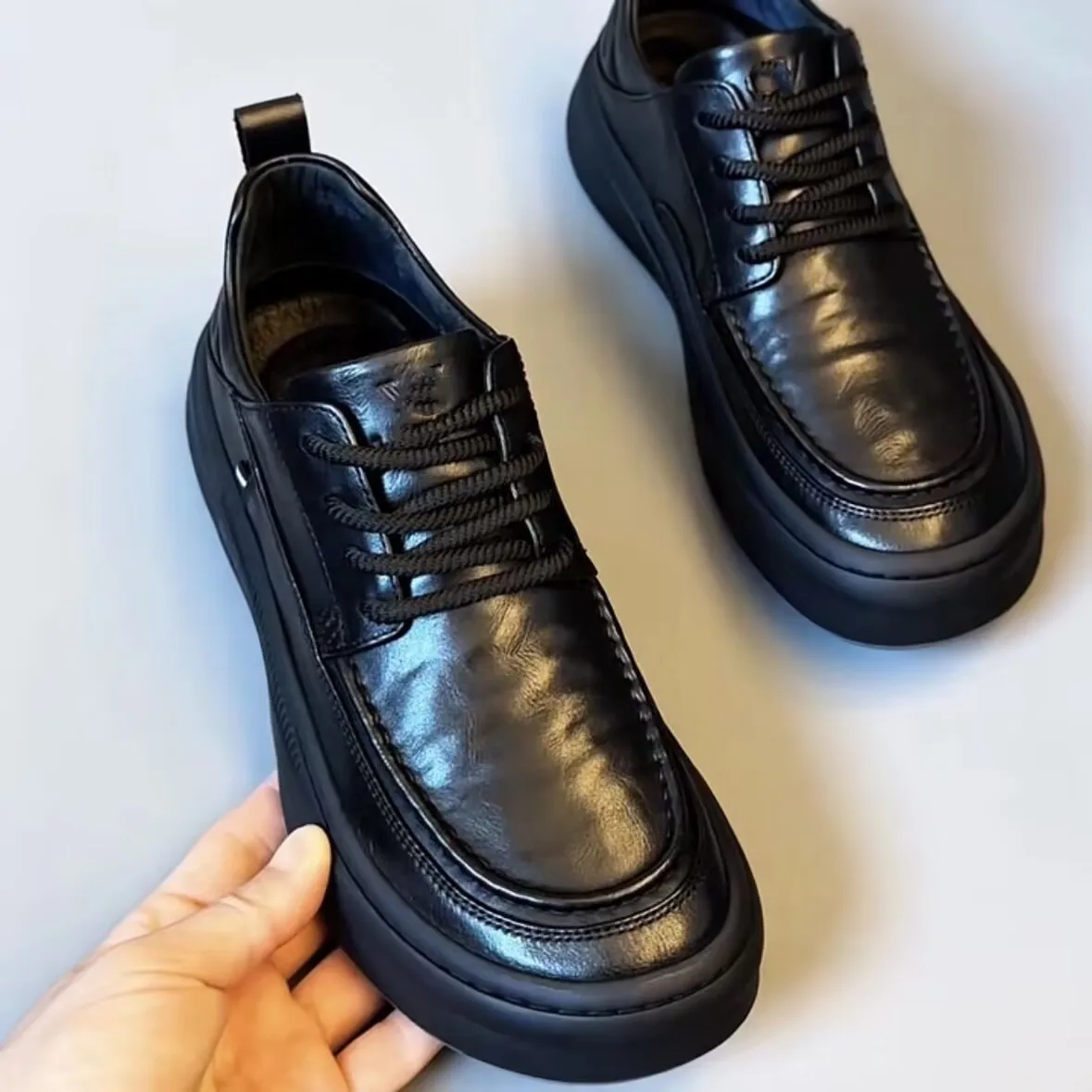 

Spring Genuine Leather Business Casual Men's Shoes New Trendy Thick Sole Non-slip British Style Shoes Zapato Para Hombre
