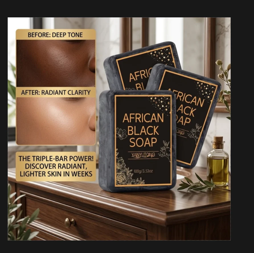

African Black Soap, Contains Shea Butter Oil, Moisturizing Cleansing Soap, Deep Cleansing, Hydrates the Skin, Enhances Skin Tone